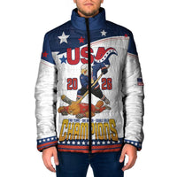 Custom USA Ice Hockey Champions 2026 Padded Jacket American Eagle Victory Hockey Pride