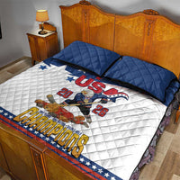 USA Ice Hockey Champions 2026 Quilt Bed Set American Eagle Victory Hockey Pride