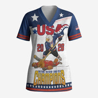 Custom USA Ice Hockey Champions 2026 Scrub Top American Eagle Victory Hockey Pride