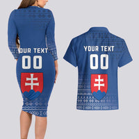 Custom Slovakia Volleyball Couples Matching Long Sleeve Bodycon Dress and Hawaiian Shirt Come On Repre