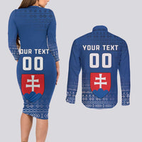 Custom Slovakia Volleyball Couples Matching Long Sleeve Bodycon Dress and Long Sleeve Button Shirt Come On Repre