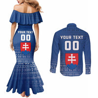 Custom Slovakia Volleyball Couples Matching Mermaid Dress and Long Sleeve Button Shirt Come On Repre