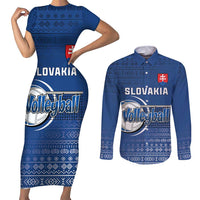 Custom Slovakia Volleyball Couples Matching Short Sleeve Bodycon Dress and Long Sleeve Button Shirt Come On Repre