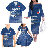 Custom Slovakia Volleyball Family Matching Off The Shoulder Long Sleeve Dress and Hawaiian Shirt Come On Repre