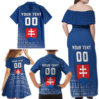 Custom Slovakia Volleyball Family Matching Off Shoulder Maxi Dress and Hawaiian Shirt Come On Repre