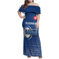 Custom Slovakia Volleyball Family Matching Off Shoulder Maxi Dress and Hawaiian Shirt Come On Repre