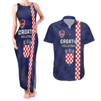 Custom Croatia Volleyball Couples Matching Tank Maxi Dress and Hawaiian Shirt Go Champions Sahovnica