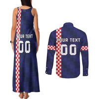 Custom Croatia Volleyball Couples Matching Tank Maxi Dress and Long Sleeve Button Shirt Go Champions Sahovnica