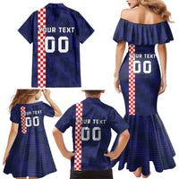 Custom Croatia Volleyball Family Matching Mermaid Dress and Hawaiian Shirt Go Champions Sahovnica