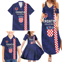 Custom Croatia Volleyball Family Matching Summer Maxi Dress and Hawaiian Shirt Go Champions Sahovnica