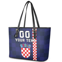 Custom Croatia Volleyball Leather Tote Bag Go Champions Sahovnica