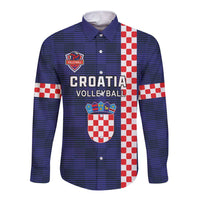 Custom Croatia Volleyball Long Sleeve Button Shirt Go Champions Sahovnica