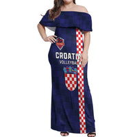 Custom Croatia Volleyball Off Shoulder Maxi Dress Go Champions Sahovnica