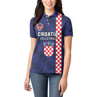 Custom Croatia Volleyball Women Polo Shirt Go Champions Sahovnica