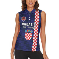 Custom Croatia Volleyball Women Sleeveless Polo Shirt Go Champions Sahovnica
