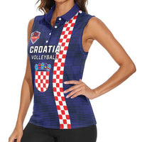Custom Croatia Volleyball Women Sleeveless Polo Shirt Go Champions Sahovnica