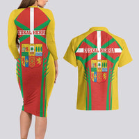 Basque Country Couples Matching Long Sleeve Bodycon Dress and Hawaiian Shirt Zazpiak Bat Flag Style