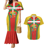 Basque Country Couples Matching Mermaid Dress and Hawaiian Shirt Zazpiak Bat Flag Style