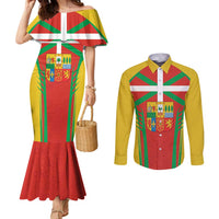 Basque Country Couples Matching Mermaid Dress and Long Sleeve Button Shirt Zazpiak Bat Flag Style