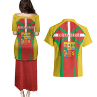 Basque Country Couples Matching Puletasi and Hawaiian Shirt Zazpiak Bat Flag Style