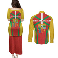 Basque Country Couples Matching Puletasi and Long Sleeve Button Shirt Zazpiak Bat Flag Style