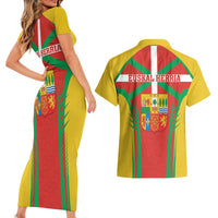 Basque Country Couples Matching Short Sleeve Bodycon Dress and Hawaiian Shirt Zazpiak Bat Flag Style