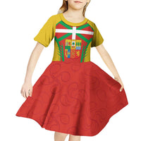 Basque Country Kid Short Sleeve Dress Zazpiak Bat Flag Style
