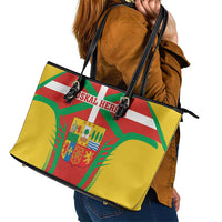 Basque Country Leather Tote Bag Zazpiak Bat Flag Style