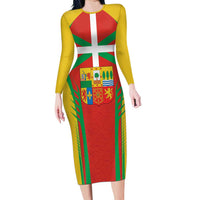 Basque Country Long Sleeve Bodycon Dress Zazpiak Bat Flag Style
