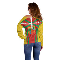 Basque Country Off Shoulder Sweater Zazpiak Bat Flag Style