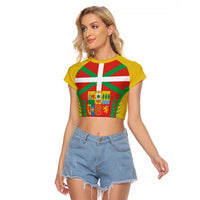 Basque Country Raglan Cropped T Shirt Zazpiak Bat Flag Style
