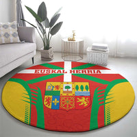 Basque Country Round Carpet Zazpiak Bat Flag Style