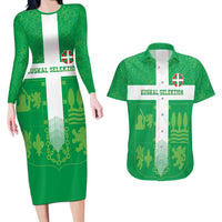 Custom Basque Euskadi Football Couples Matching Long Sleeve Bodycon Dress and Hawaiian Shirt Euskal Selekzioa Go Champion
