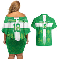 Custom Basque Euskadi Football Couples Matching Off Shoulder Short Dress and Hawaiian Shirt Euskal Selekzioa Go Champion