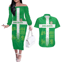 Custom Basque Euskadi Football Couples Matching Off The Shoulder Long Sleeve Dress and Hawaiian Shirt Euskal Selekzioa Go Champion