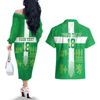 Custom Basque Euskadi Football Couples Matching Off The Shoulder Long Sleeve Dress and Hawaiian Shirt Euskal Selekzioa Go Champion