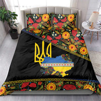 Petrykivka Ukrainian Folk Pattern Bedding Set Golden Trident With Map