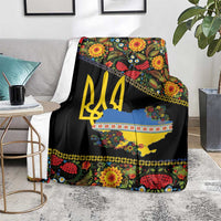 Petrykivka Ukrainian Folk Pattern Blanket Golden Trident With Map