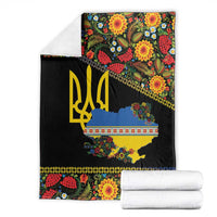 Petrykivka Ukrainian Folk Pattern Blanket Golden Trident With Map