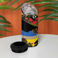 Petrykivka Ukrainian Folk Pattern 4 in 1 Can Cooler Tumbler Golden Trident With Map