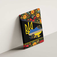 Petrykivka Ukrainian Folk Pattern Canvas Wall Art Golden Trident With Map