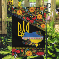 Petrykivka Ukrainian Folk Pattern Garden Flag Golden Trident With Map