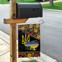 Petrykivka Ukrainian Folk Pattern Garden Flag Golden Trident With Map