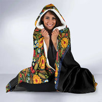 Petrykivka Ukrainian Folk Pattern Hooded Blanket Golden Trident With Map