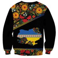 Petrykivka Ukrainian Folk Pattern Sweatshirt Golden Trident With Map