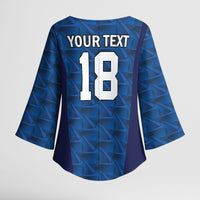 Custom Cape Verde Football 2026 Kimono Sleeve Blouse Atlantic Blue Sharks Heritage