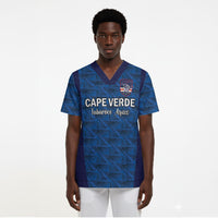 Custom Cape Verde Football 2026 Scrub Top Atlantic Blue Sharks Heritage