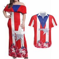 Personalized Puerto Rico Coat Of Arms Couples Matching Off Shoulder Maxi Dress and Hawaiian Shirt - Wonder Print Shop