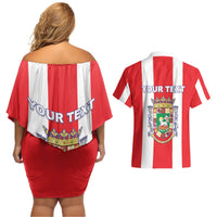 Personalized Puerto Rico Coat Of Arms Couples Matching Off Shoulder Short Dress and Hawaiian Shirt - Wonder Print Shop