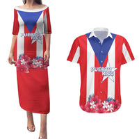 Personalized Puerto Rico Coat Of Arms Couples Matching Puletasi and Hawaiian Shirt - Wonder Print Shop